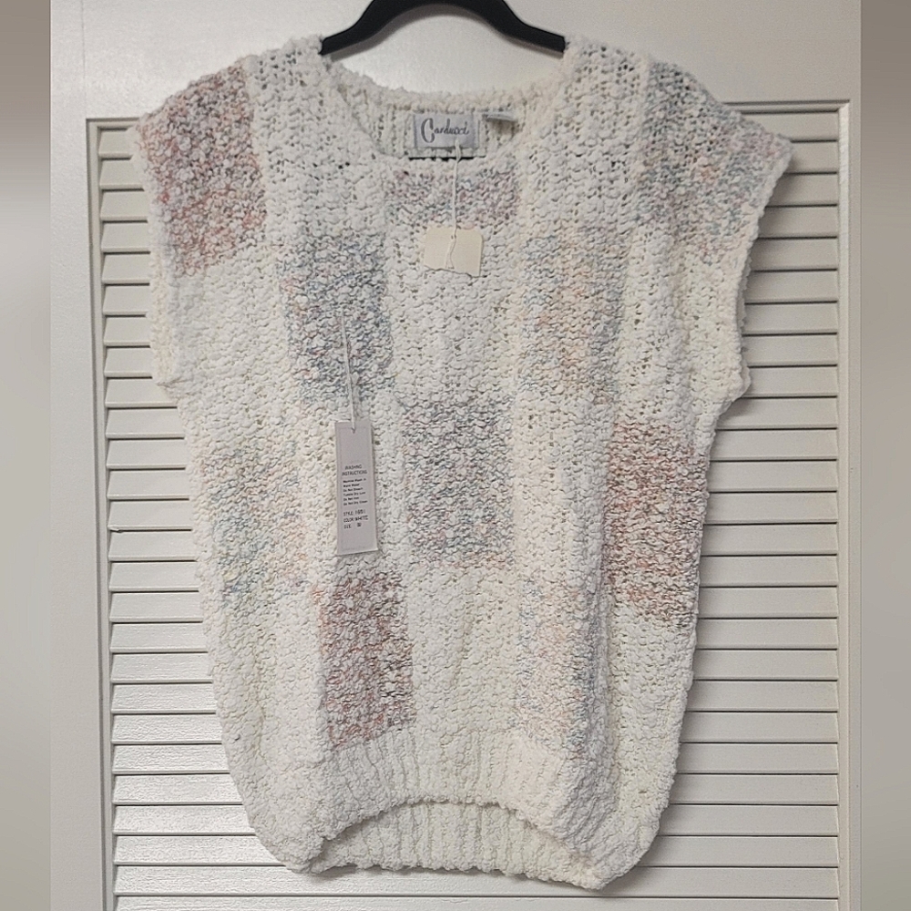 Carducci - (NWT) Vintage Nubby Knit Short-Sleeve Sweater Top